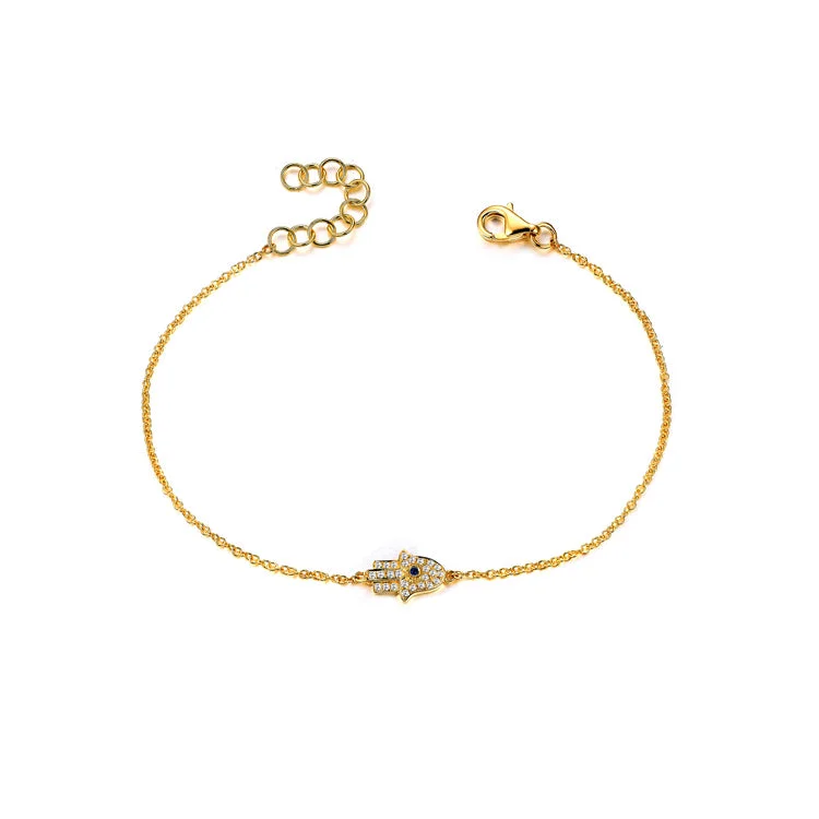 Ladies bracelets with iolite -14K Gold Evil Eye & Hamsa Chain Bracelet with Diamonds