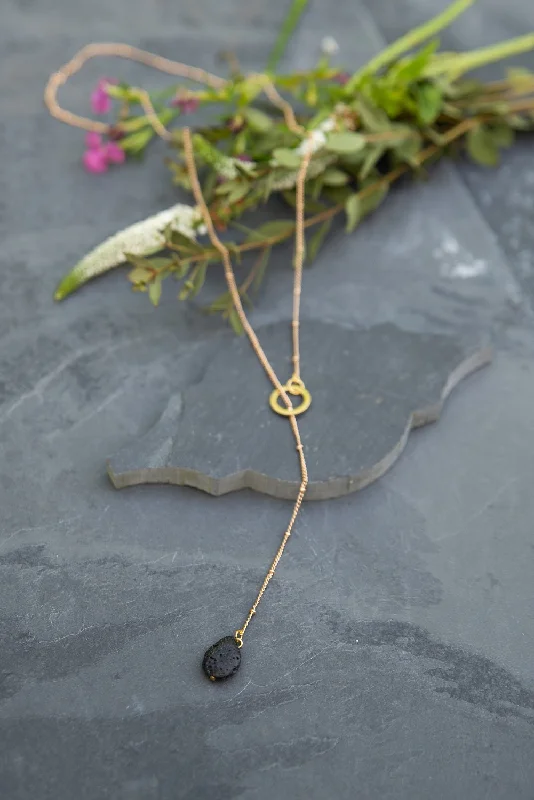 ladies-moon-heart-necklace-Lava Stone Satellite Necklace