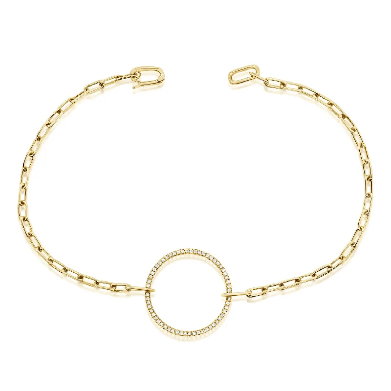 Ladies bracelets stackable designs -14K Gold Diamond Circle Link Bracelet