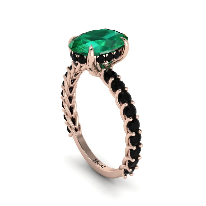 engagement-rose-gold-eternity-ring-Oval-Cut Halo Emerald Timeless Elegance Engagement Ring - Kelsey No. 35