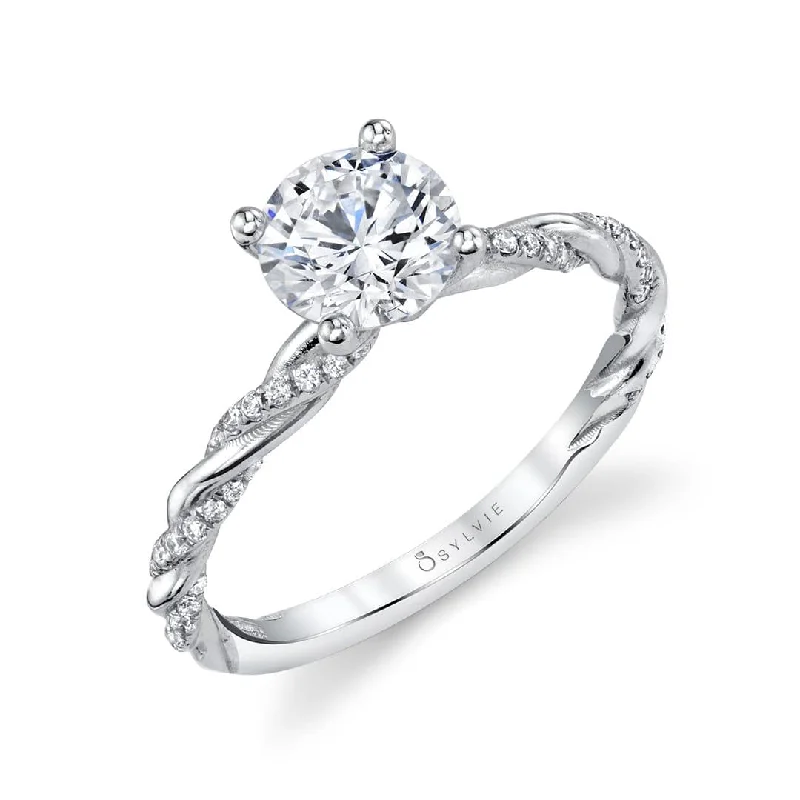 engagement-heart-gold-ring-Sylvie Collection 14K White Gold Round Engagement Ring Setting