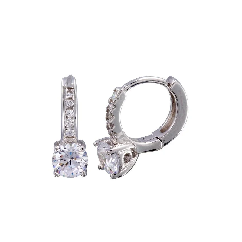 ladies-diamond-hoop-earrings-Rhodium Plated 925 Sterling Silver Round CZ huggie hoop Earring 5mm- STE01246