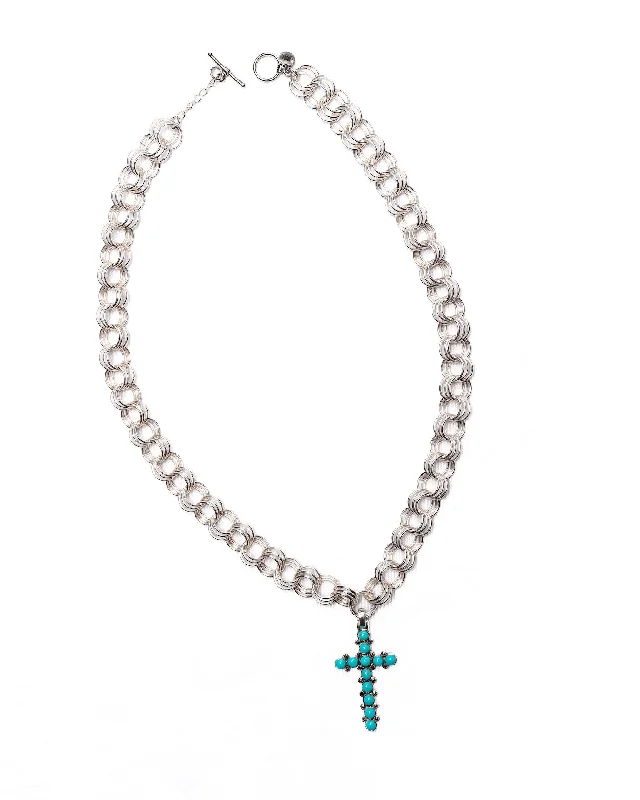 ladies-wedding-silver-necklace-The Kyna Necklace - Turquoise Cross