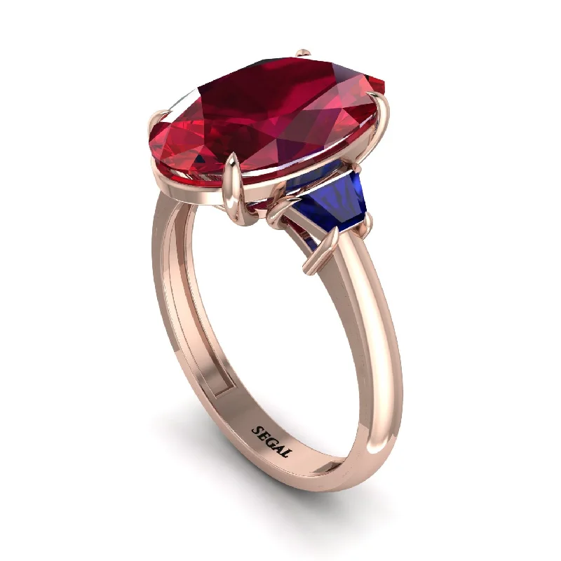 engagement-minimalist-gold-ring-Oval-Cut Ruby Three Stone Engagement Ring - Amari No. 71