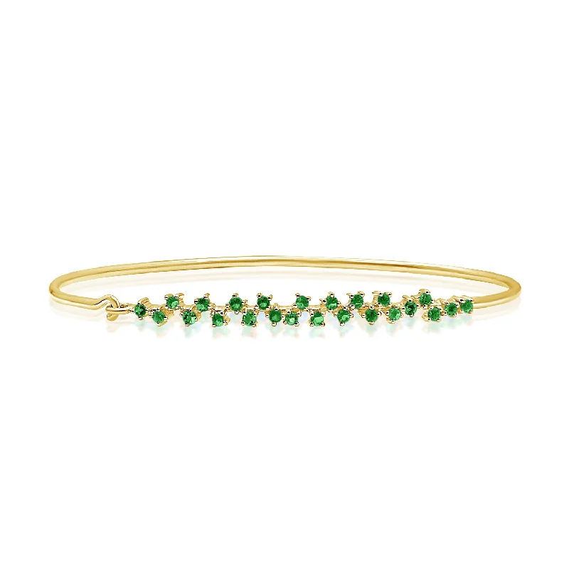 Ladies bracelets with cat charms -14K Gold & Emerald Bangle Bracelet