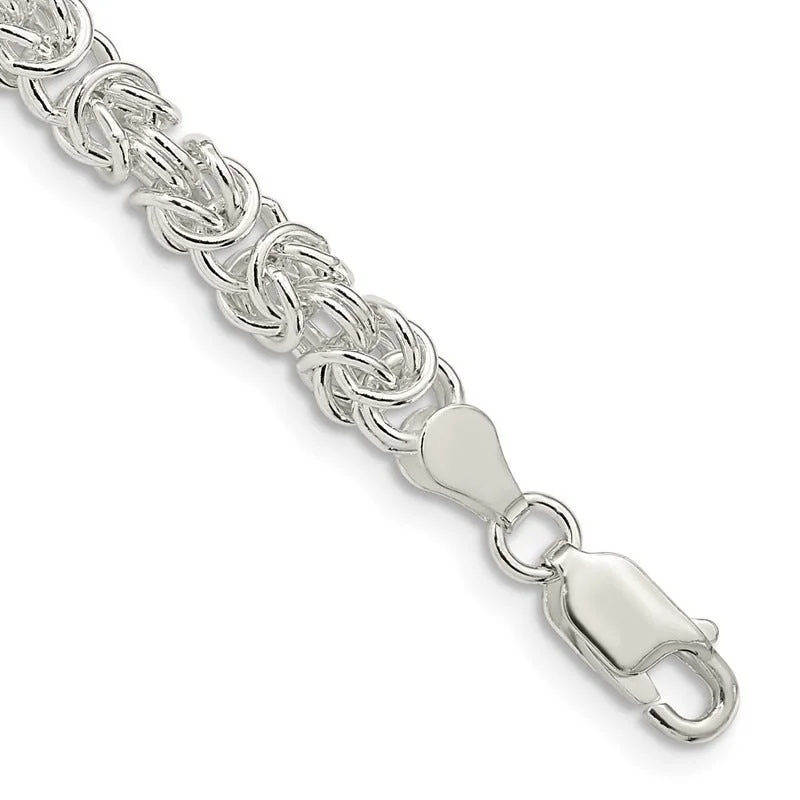 Ladies bracelets with cosmic charms -Sterling Silver 4.75mm Rounded Byzantine Chain Bracelet