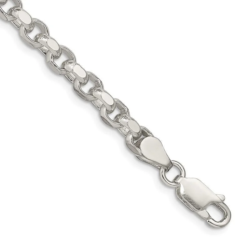 Ladies bracelets for anniversaries -Sterling Silver 4mm Diamond-cut Rolo Chain Bracelet