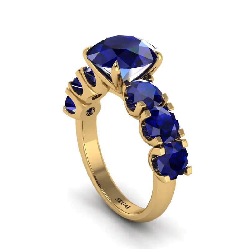 engagement-wedding-diamond-ring-Round Cut Sapphire Cathedral Engagement Ring - Tatum No. 73