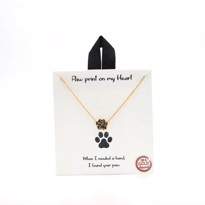 ladies-birthstone-silver-necklace-Paw Print Necklace (Paw Print on my Heart)