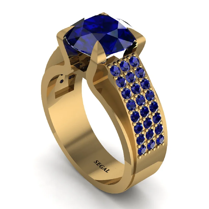 engagement-elegant-platinum-ring-Round Cut Sapphire 14K Gold Pave Engagement Ring - Saylor No. 73