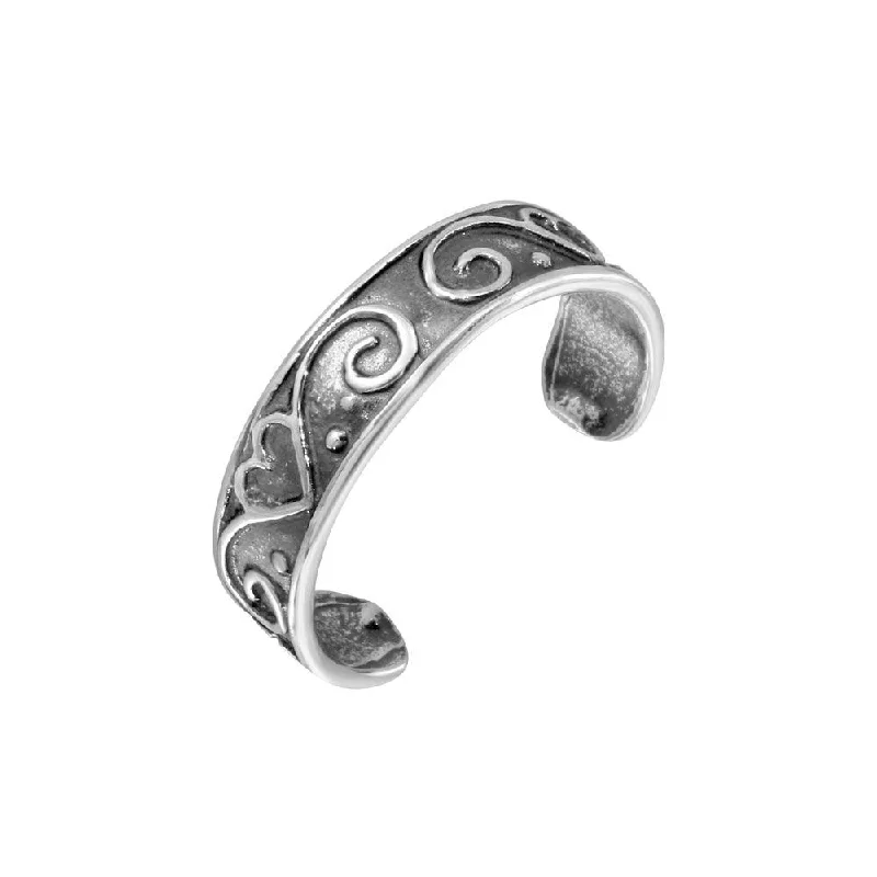 ladies ring personalized date detail-925 Sterling Silver Calligraphy Curve Heart Toe Ring - TR199-A