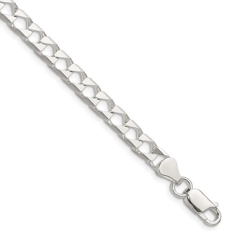 Ladies bracelets classic cuffs -Sterling Silver Polished and D/C 5.75mm Flat Curb Link Chain Bracelet