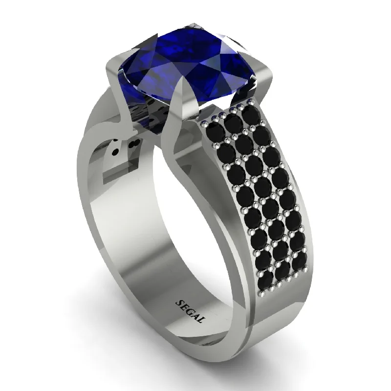 engagement-elegant-diamond-ring-Round Cut Sapphire 14K Gold Pave Engagement Ring - Saylor No. 45