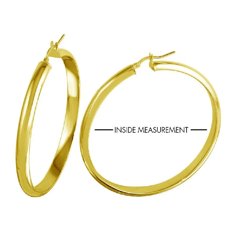 ladies-pearl-hoop-earrings-Gold Plated 925 Sterling Silver Electroforming Rounded 5mm Hoop Earring - ARE00023GP