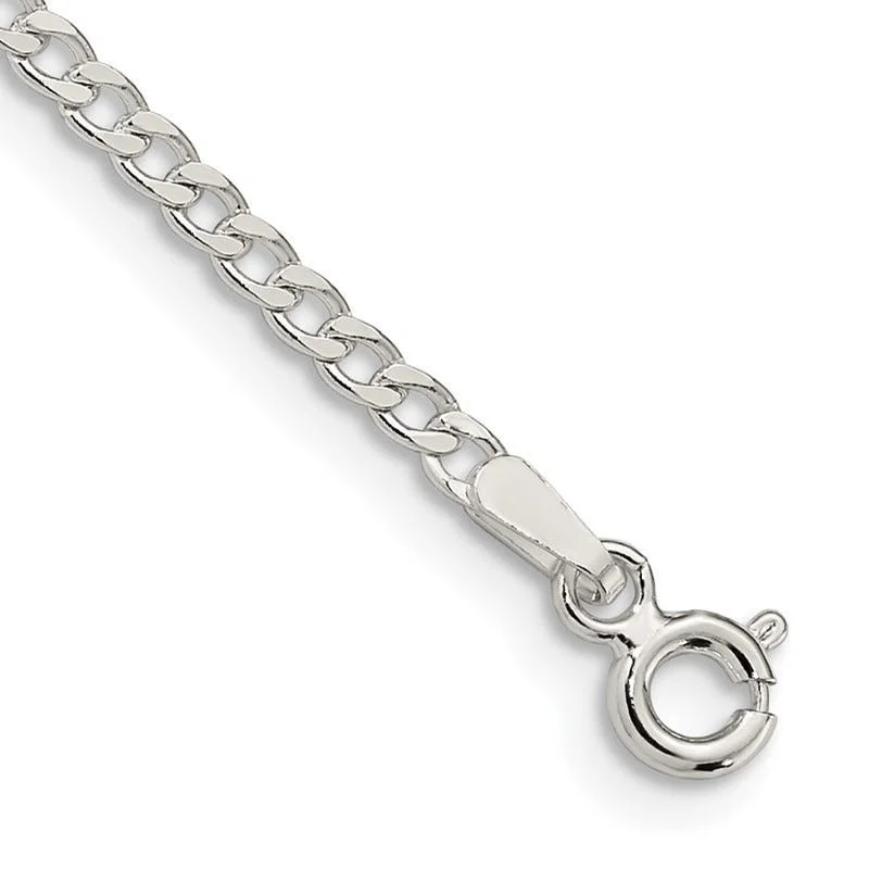 Ladies bracelets for gifting -Sterling Silver 2.3mm Beveled Curb Chain Bracelet