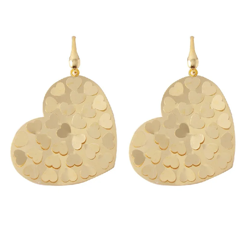 ladies-everyday-pearl-earrings-Silver 925 Gold Plated Flat Scoop Heart Earrings - ECE00015Y