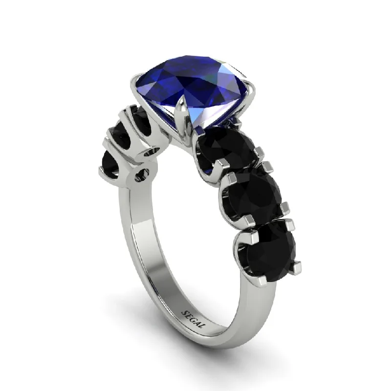 engagement-modern-diamond-ring-Round Cut Sapphire Cathedral Engagement Ring - Tatum No. 45