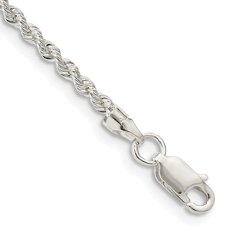 Ladies bracelets for tea parties -Sterling Silver 2.3mm Solid Rope Chain Bracelet