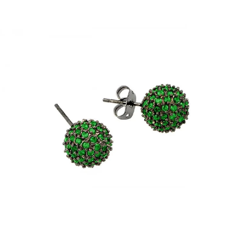 ladies-chandelier-silver-earrings-Clearance-Silver 925 Rhodium Plated Green CZ Stud Earrings - BGE00371GRE