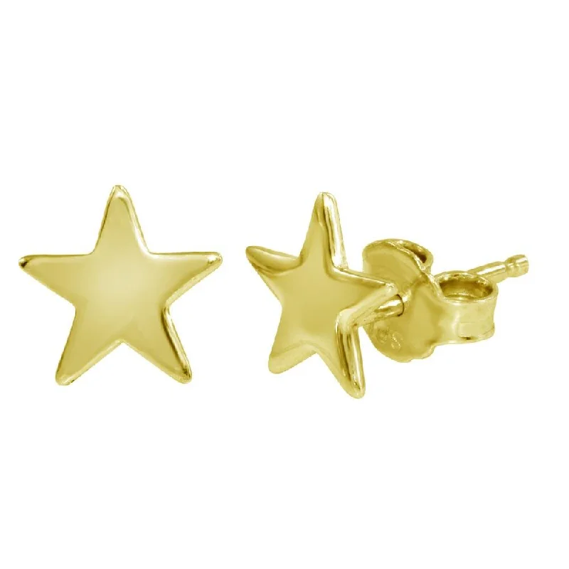 ladies-rose-gold-flower-earrings-Gold Plated 925 Sterling Silver Flat Star Earrings - SOE00011