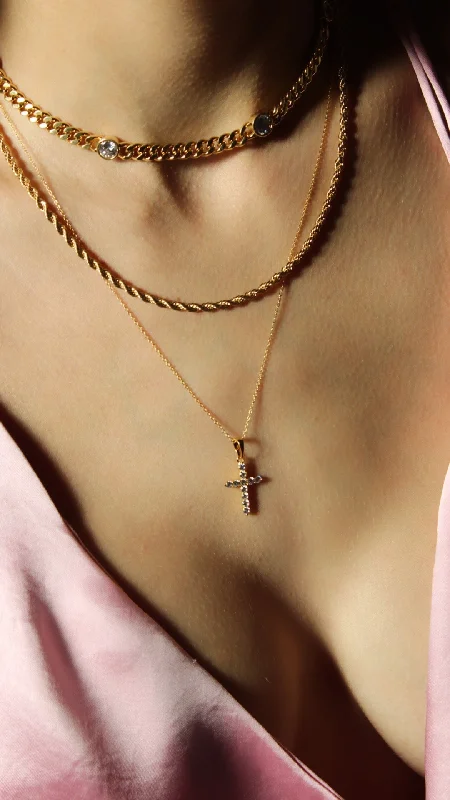 ladies-diamond-long-necklace-Sicily Cross Necklace