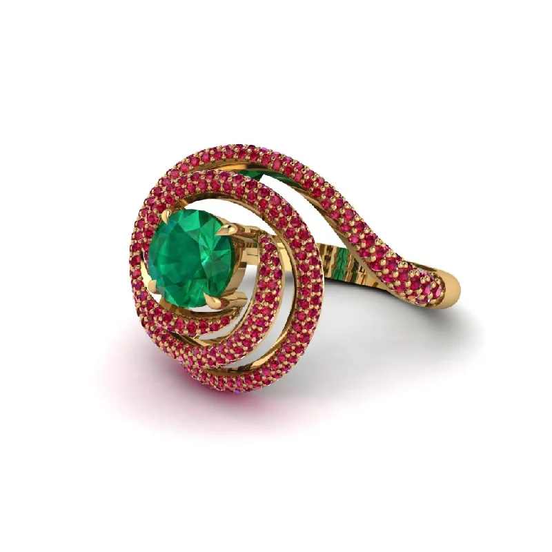 engagement-infinity-diamond-ring-Emerald Double Halo Swirling Engagement Ring - Serena No. 49