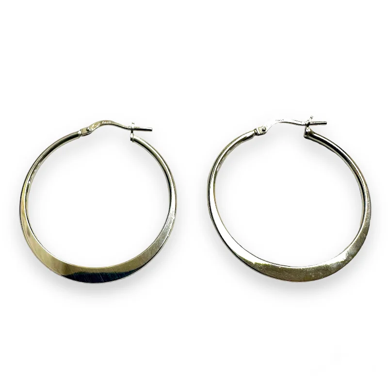 ladies-luxury-silver-earrings-Rhodium Plated 925 Sterling Silver Sterling Silver 1.5mm Hoop Latch Back Earrings - ARE00033RH