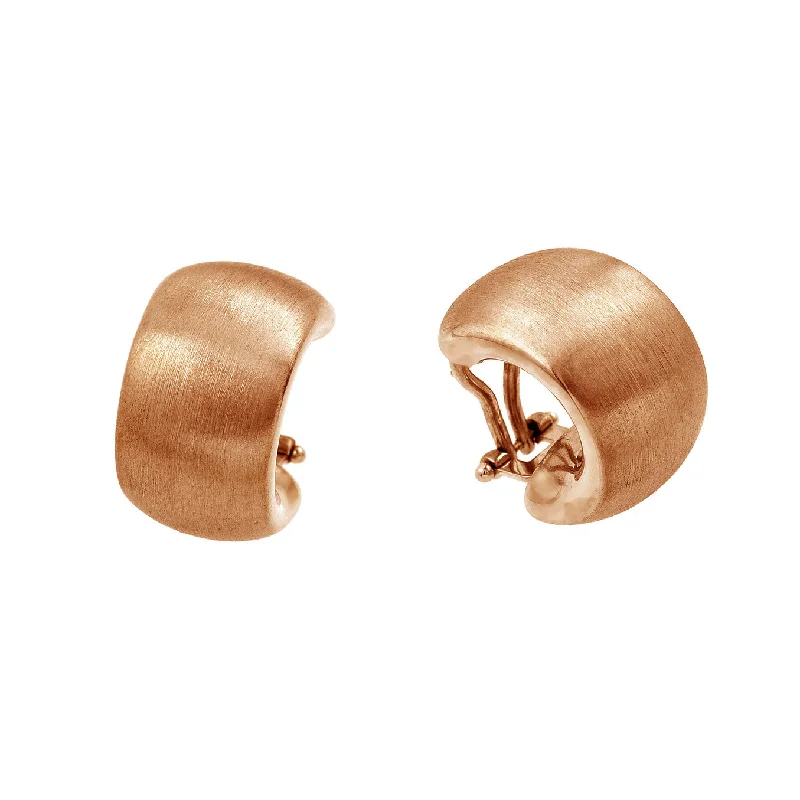 ladies-gift-silver-earrings-925 Silver Matte Finish Rose Gold Plated Leverback Hoop Earrings - ECE00008RGP