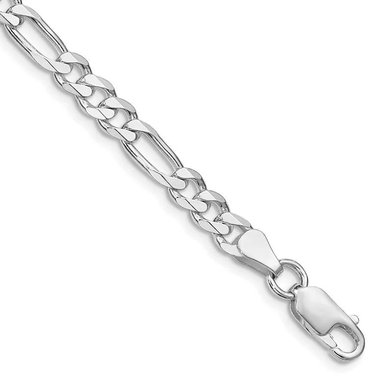 Ladies bracelets tribal patterns -Sterling Silver Rhodium-plated 5.25mm Figaro Chain Bracelet