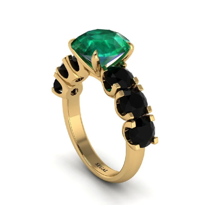 engagement-heart-rose-gold-ring-Round Cut Emerald Cathedral Engagement Ring - Tatum No. 34