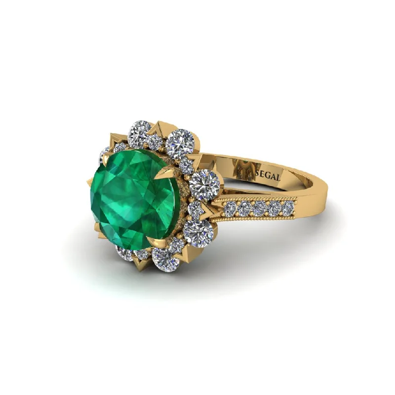 engagement-asscher-cut-gold-ring-Emerald Halo Sunburst Engagement Ring - Winter No. 4