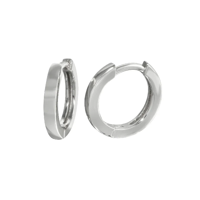 ladies-delicate-diamond-earrings-Rhodium Plated 925 Sterling Silver huggie hoop Earring - STE01296-RH