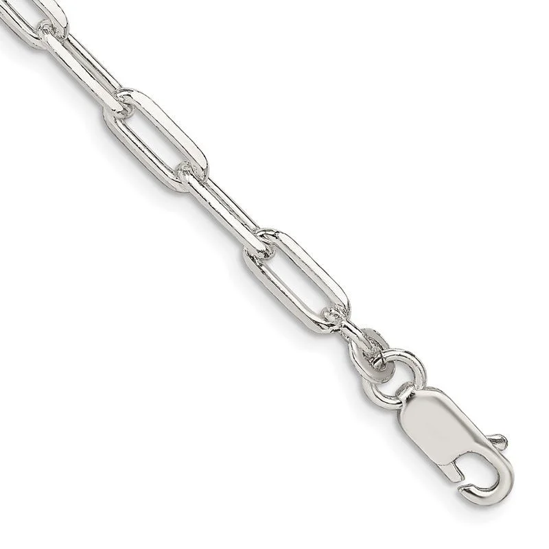 Ladies bracelets artistic wristbands -Sterling Silver 4.25mm Elongated Open Link Chain Bracelet