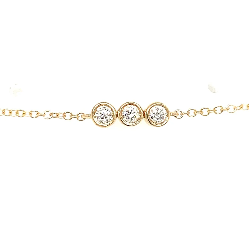 Ladies bracelets with snake charms -14k Yellow Gold Diamond Bezel Bracelet