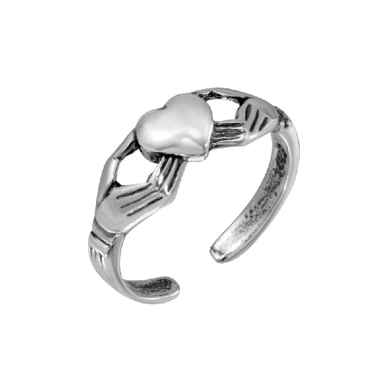 ladies ring winter snowflake-Silver 925 Claddagh Adjustable Toe Ring - TR272-A