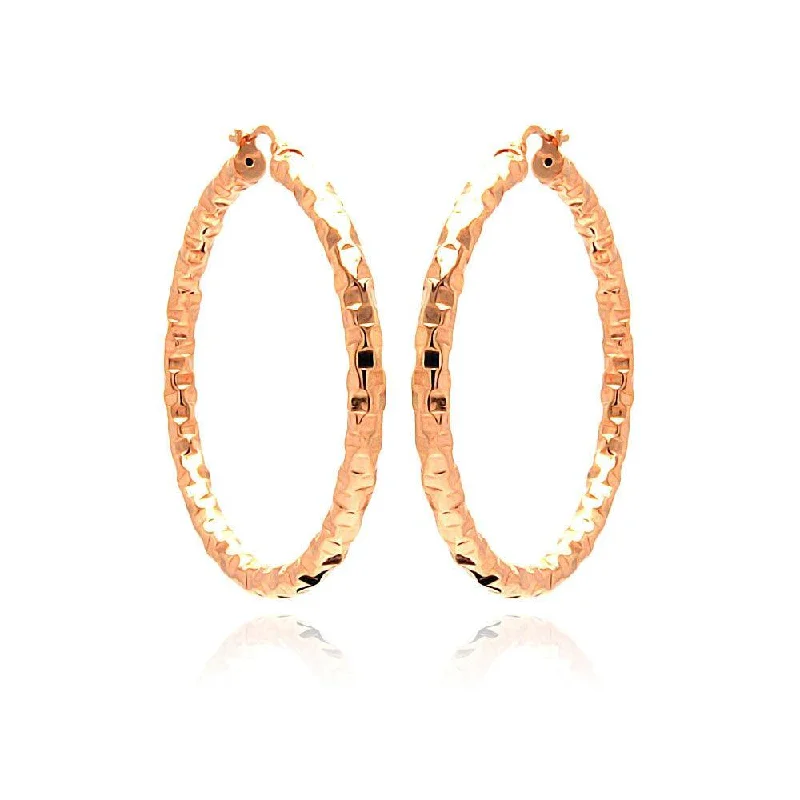 ladies-affordable-pearl-earrings-Clearance-Silver 925 Rose Gold Plated Hoop Earrings - ITE00021RGP