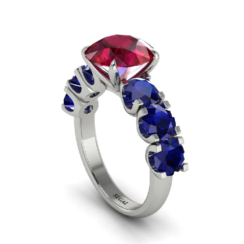 engagement-simple-platinum-ring-Round Cut Ruby Cathedral Engagement Ring - Tatum No. 72