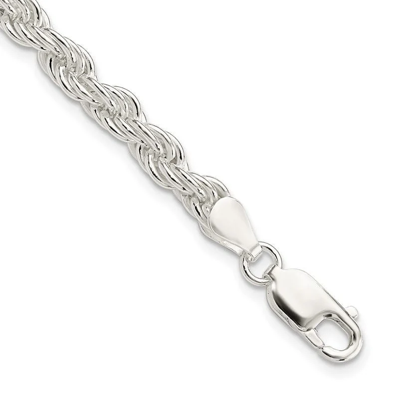 Ladies bracelets with cross charms -Sterling Silver 5mm Solid Rope Chain Bracelet