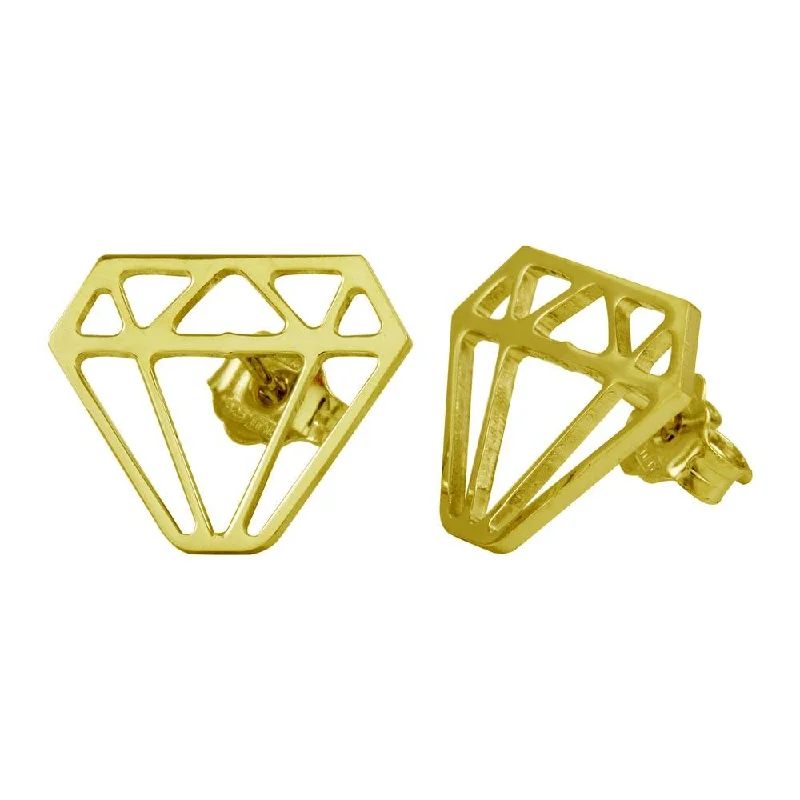 ladies-artisan-gold-earrings-Gold Plated 925 Sterling Silver Diamond Earrings - ARE00009GP