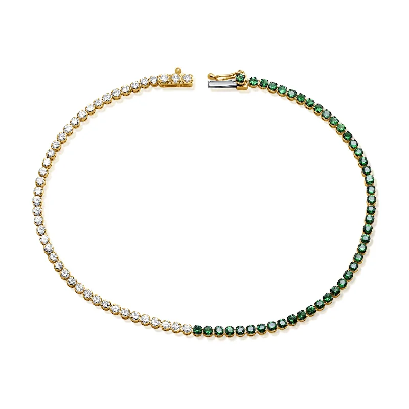 Ladies bracelets with bird charms -Sophisticated 14K Gold Tsavorite and Diamond Gradient Tennis Bracelet