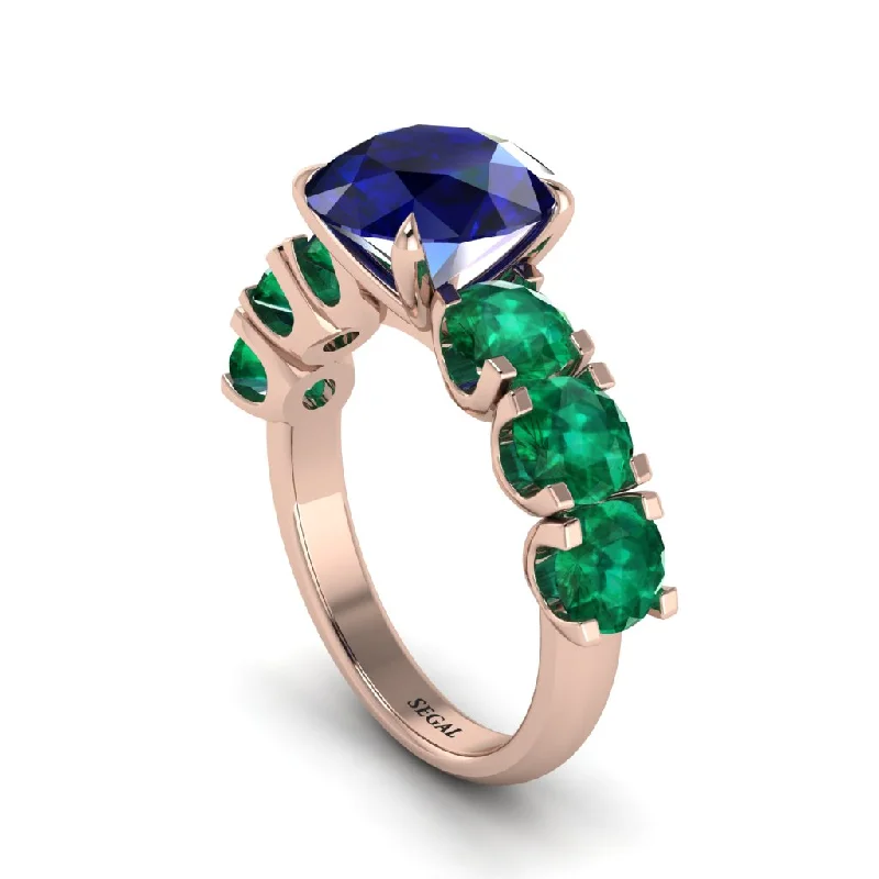 engagement-promise-gold-ring-Round Cut Sapphire Cathedral Engagement Ring - Tatum No. 29