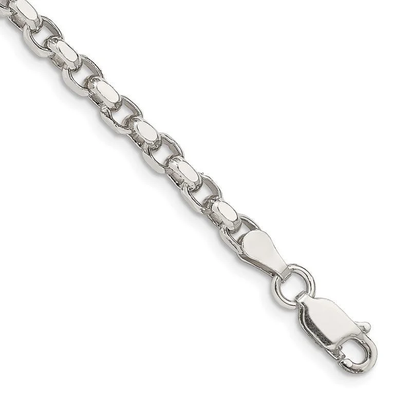 Ladies bracelets with lockets -Sterling Silver 3.5mm Diamond-cut Rolo Chain Bracelet