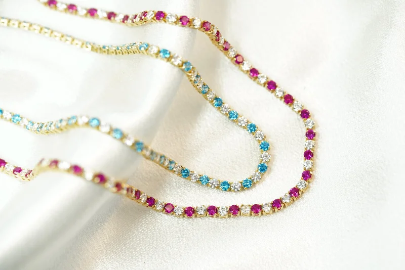 ladies-modern-crystal-necklace-14k Crystals Blue or Pink Necklace