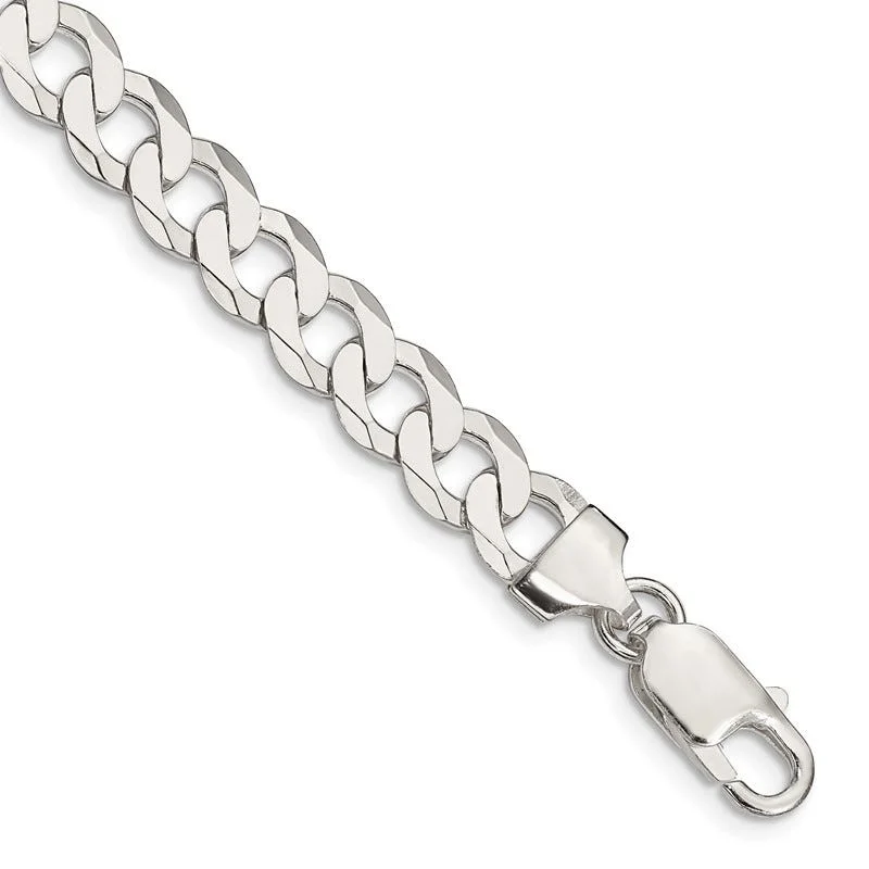 Ladies bracelets for entrepreneurs -Sterling Silver 8mm Flat Curb Chain Bracelet