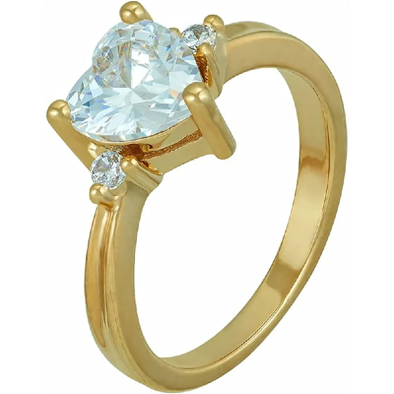 ladies ring sunny chalcedony-3-Stone Cubic Zirconia Heart Ring