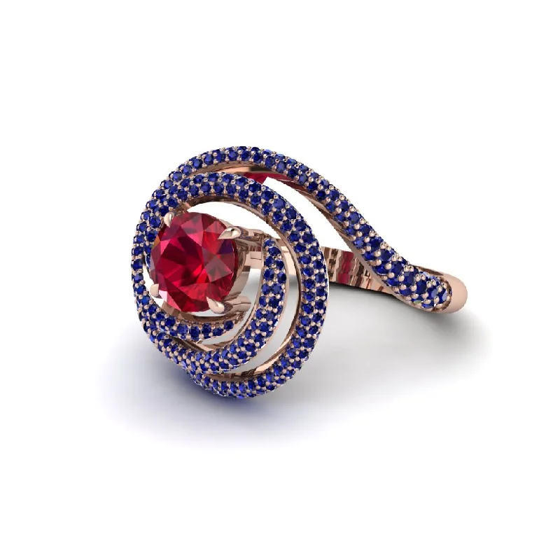 engagement-luxury-gold-ring-Ruby Double Halo Swirling Engagement Ring - Serena No. 71