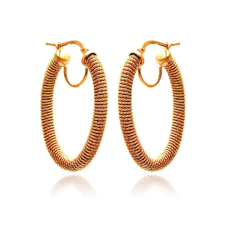 ladies-party-earrings-Clearance-Silver 925 Rose Gold Plated Hoop Earrings - ITE00044RGP