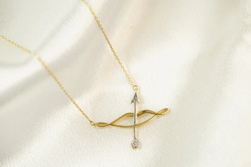 ladies-silver-moon-necklace-14k Bow and Arrow Necklace