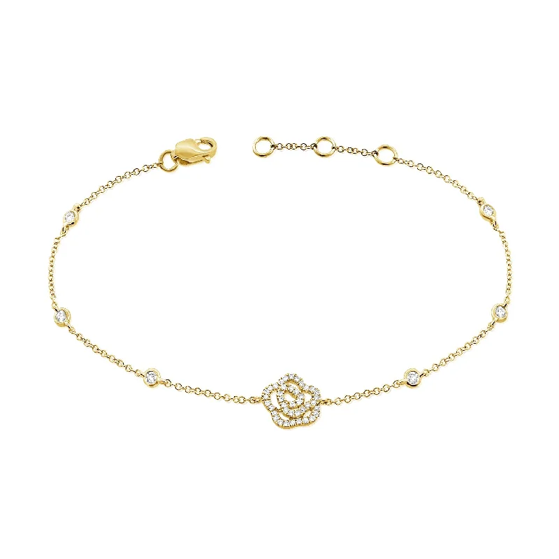 Ladies bracelets handmade crafts -14K Gold Diamond Flower Bracelet