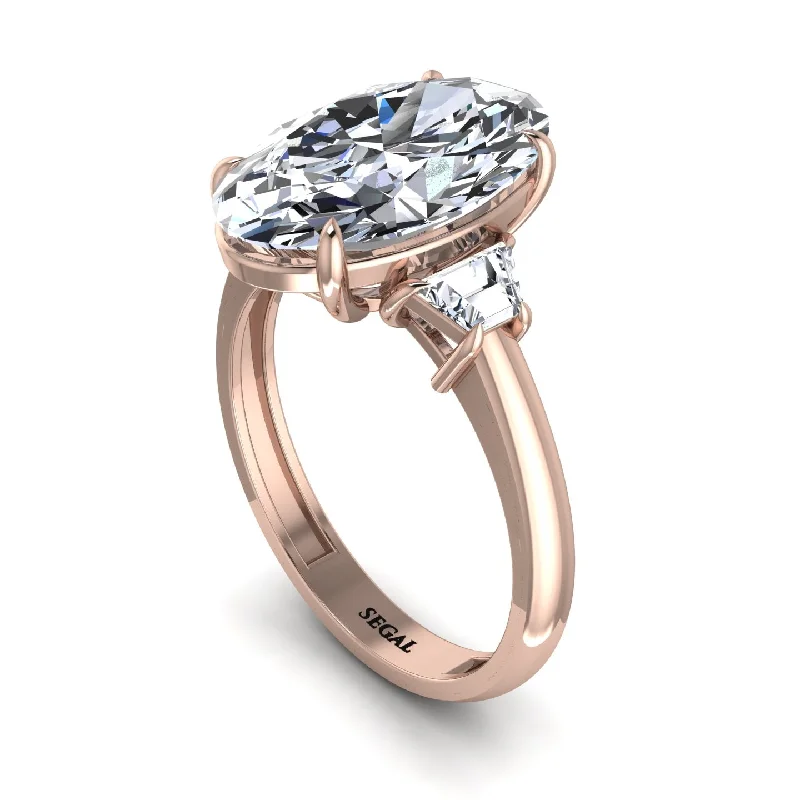 engagement-minimalist-rose-gold-ring-Oval-Cut Diamond Three Stone Engagement Ring - Amari No. 2